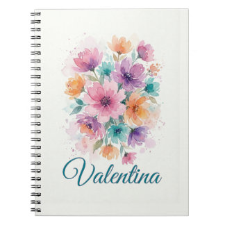 Personalized Watercolor Floral Name Notebook