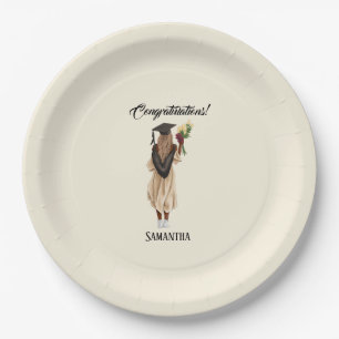 Personalized Watercolor Graduation (6) Paper Plate