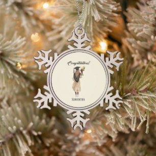 Personalized Watercolor Graduation (6) Snowflake Pewter Christmas Ornament