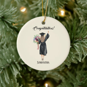 Personalized Watercolor Graduation (8) Ceramic Tree Decoration