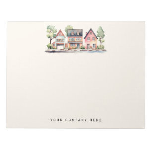 Personalized Watercolor Houses Real Estate Notepad