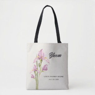 Personalized Watercolor Iris Tote Bag Floral