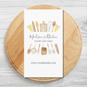 Personalized Watercolor Kitchen Baking Utensils Business Card