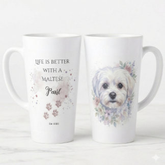 Personalized Watercolor Maltese Dog Mug