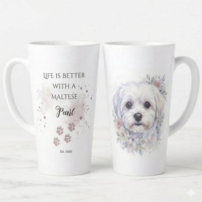 Personalized Watercolor Maltese Dog Mug (Creator Uploaded)