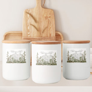 Personalized Watercolor Mountain and Forest Food Label