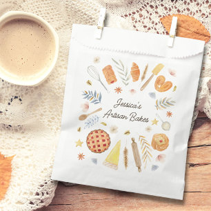 Personalized Watercolor Pastry Baking Bakery Favour Bags
