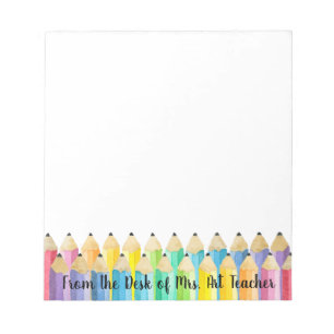 Personalized Watercolor Pencil Art Teacher Notepad