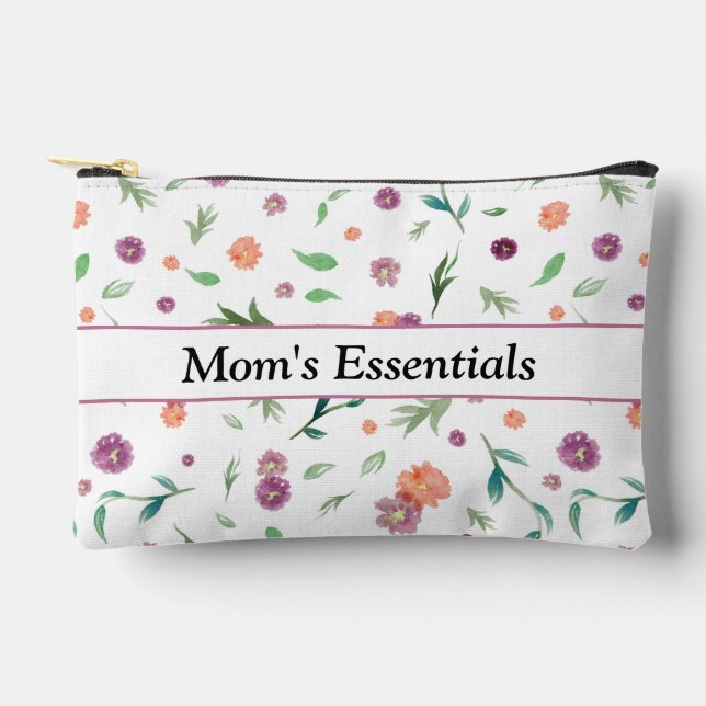 Personalized Watercolor Pouch – Gift for Mom (Front)