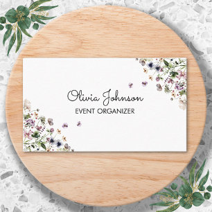 Personalized Watercolor Purple Wildflowers Business Card