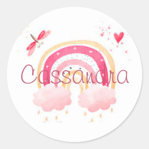 Personalized watercolor rainbow classic round sticker