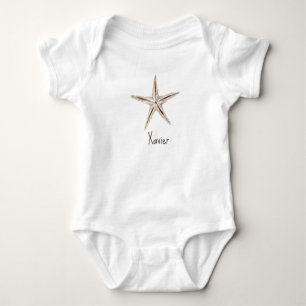 PERSONALIZED WATERCOLOR STARFISH one-piece Baby Bodysuit