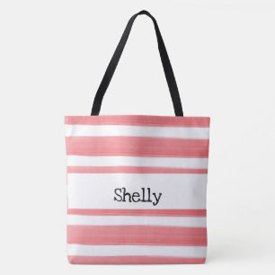 PERSONALIZED WATERCOLOR STRIPES TOTE BAG