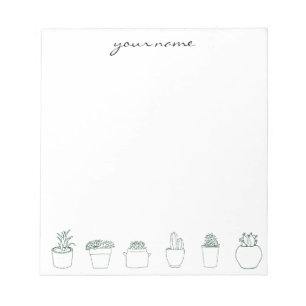 Personalized Watercolor Succulents Boho Notepad
