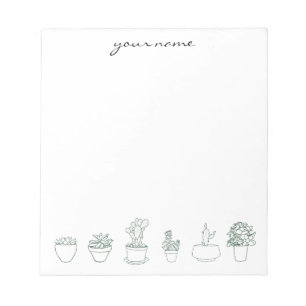 Personalized Watercolor Succulents Boho Notepad