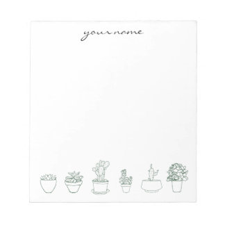 Personalized Watercolor Succulents Boho Notepad