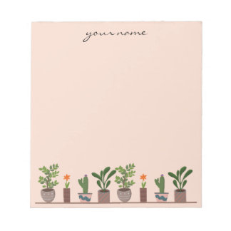Personalized Watercolor Succulents Boho Notepad