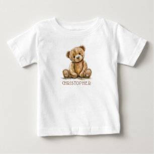 Personalized Watercolor Teddy Bear Baby  T-Shirt