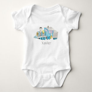 PERSONALIZED WATERCOLOR TRAIN one-piece Baby Body Baby Bodysuit