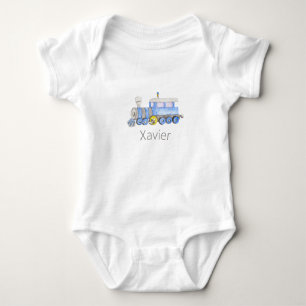 PERSONALIZED WATERCOLOR TRAIN one-piece  Baby Body Baby Bodysuit