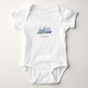 PERSONALIZED WATERCOLOR TRAIN one-piece  Baby Body Bodysuit