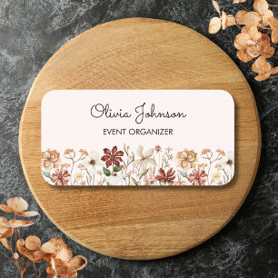 Personalized Watercolor Vintage Wildflower Meadow  Name Tag