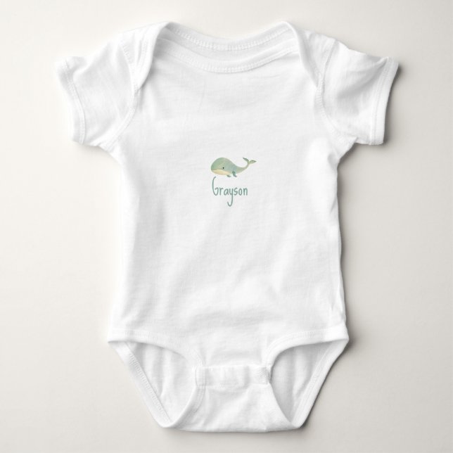 PERSONALIZED WATERCOLOR WHALE one-piece Baby Bodysuit (Front)