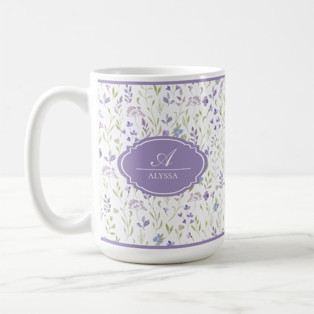 Personalized Watercolor Wildflower Mug (Left)