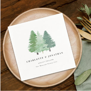 Personalized Watercolor Woodland Wedding Napkin