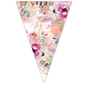 Personalized Watercolour Floral Party Bunting Bunting