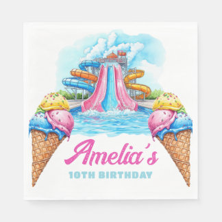 Personalized Waterpark Party Birthday Napkin