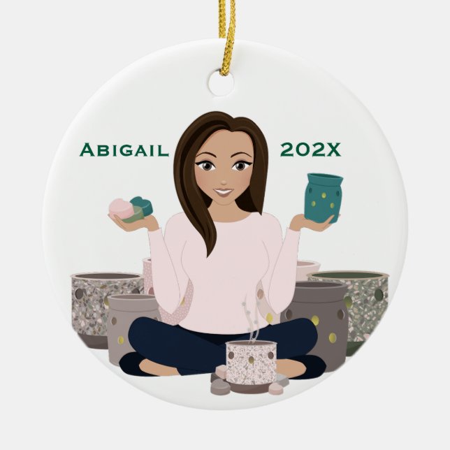 Personalized Wax Warmer Woman Ceramic Ornament (Front)