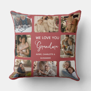 Personalized "We Love You Grandma" Photo Collage Cushion