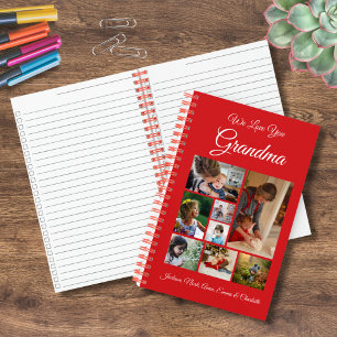 Personalized We Love You Grandma Red 8 Photo Notebook