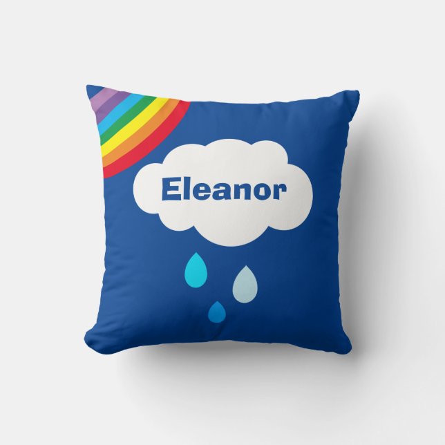 Personalized Weather Cloud and Raindrops Cushion (Front)