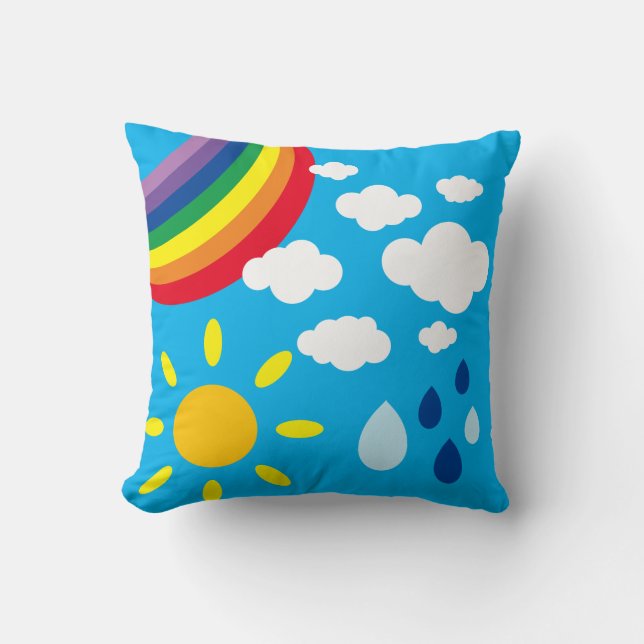 Personalized Weather, Rainbow and Sunshine Cushion (Front)