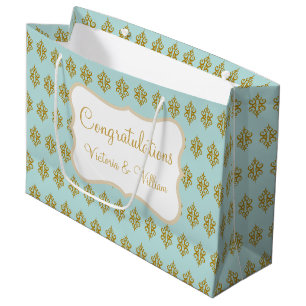 Personalized Wedding Aqua Lace Gift Bag
