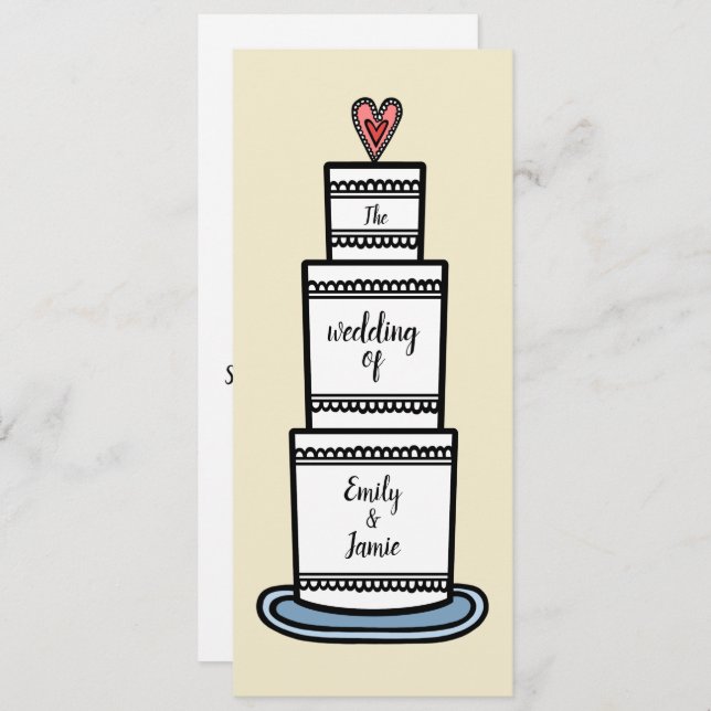 Personalized Wedding Cake Illustration Wedding Invitation (Front/Back)