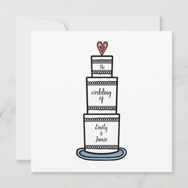 Personalized Wedding Cake Illustration Wedding Invitation (Front)
