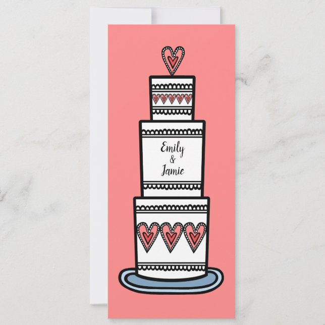 Personalized Wedding Cake Illustration Wedding Invitation (Front)