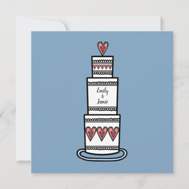 Personalized Wedding Cake Illustration Wedding Invitation (Front)