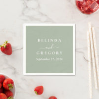 Personalized Wedding Cocktail Napkins Text Green