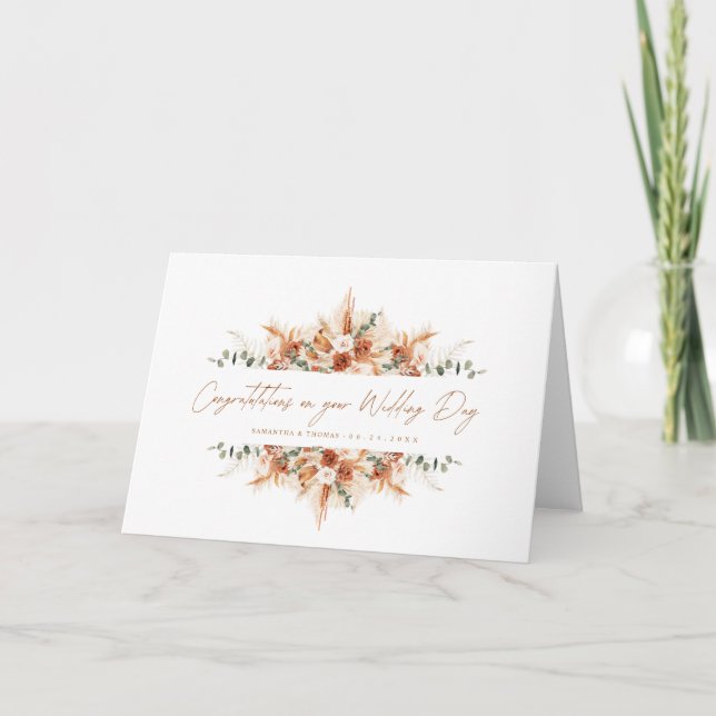 Personalized Wedding Congratulations Terracotta  Card (Front)