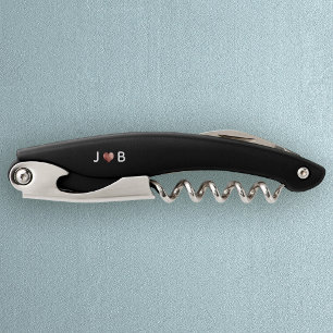 Personalized Wedding Custom Heart Couple Monogram Corkscrew