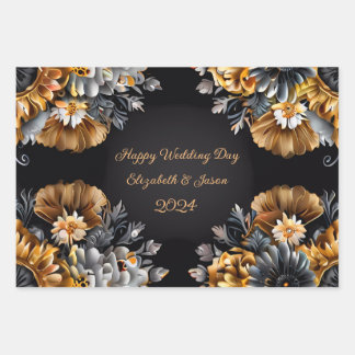 Personalized Wedding Gift Gold & Silver  Wrapping Paper Sheet