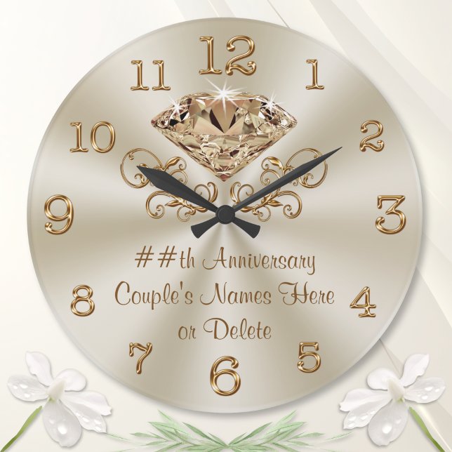Personalized Wedding Gift or Anniversary Gifts Large Clock (Personalized Wedding Clock Gift. Wedding anniversary gift for couple married 60 years, Diamond.)