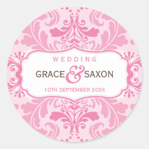 PERSONALIZED WEDDING LABEL savvy flourish pink