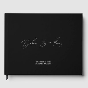 Personalized Wedding Modern Minimalist Black White Guest Book