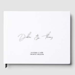 Personalized Wedding Modern Minimalist Black White Guest Book