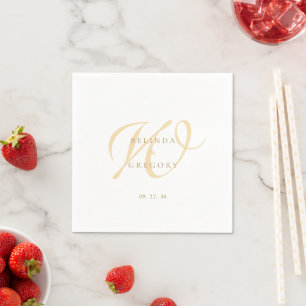 Personalized Wedding Monogrammed Cocktail Gold Napkin